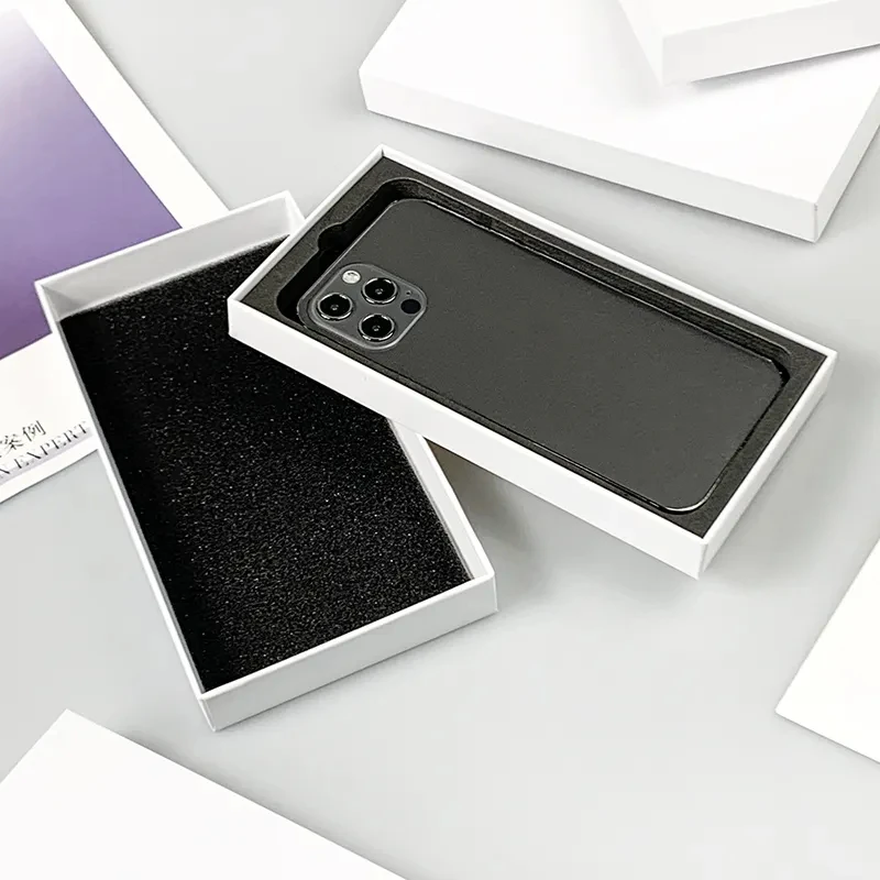 Custom Logo Phone Cover Packaging Rigid Cardboard Box Mobile Cell Phone Case Packaging lid and base Box