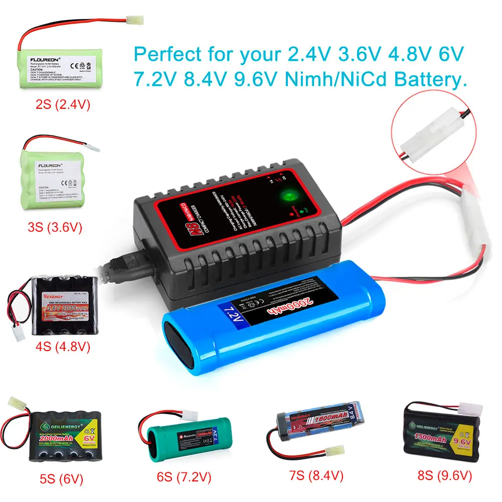 HTRC N8 Nimh Nicd Battery Charger 110-240V 2A 20W AC Compact Charger For 2s-8s Nimh/Nicd Battery With 5 Charging Model RC Toys