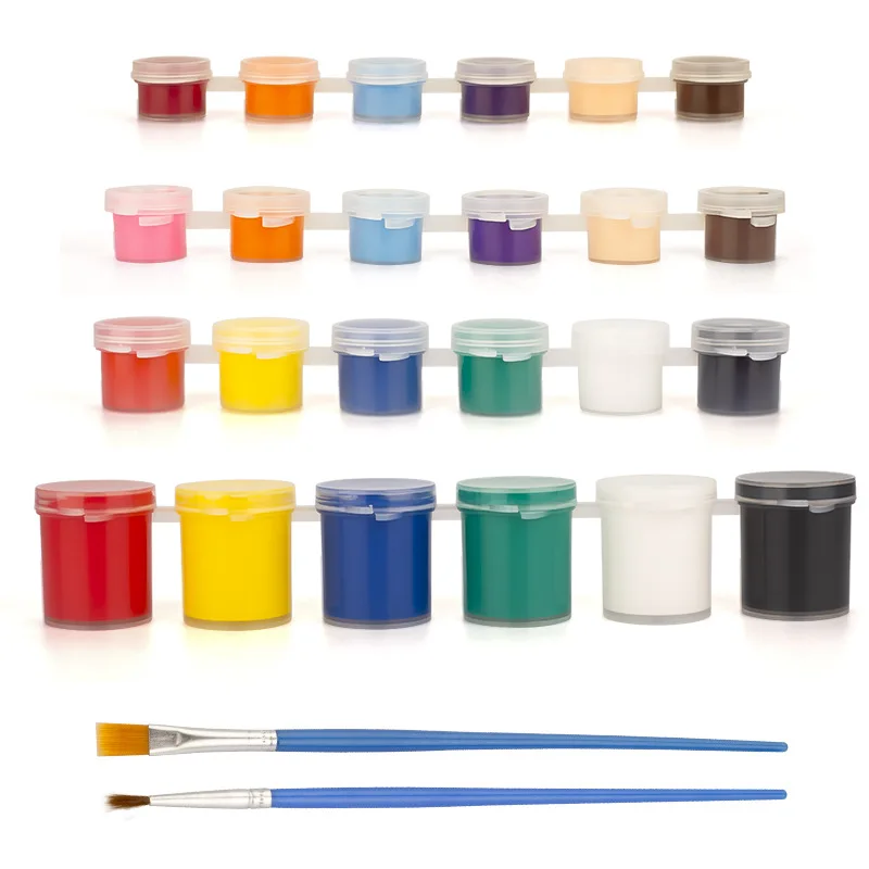 Adults and Kids DIY Painting 3ml/6ml/10ml/15ml Paint Pot Acrylic Paint with Brushes for Canvas