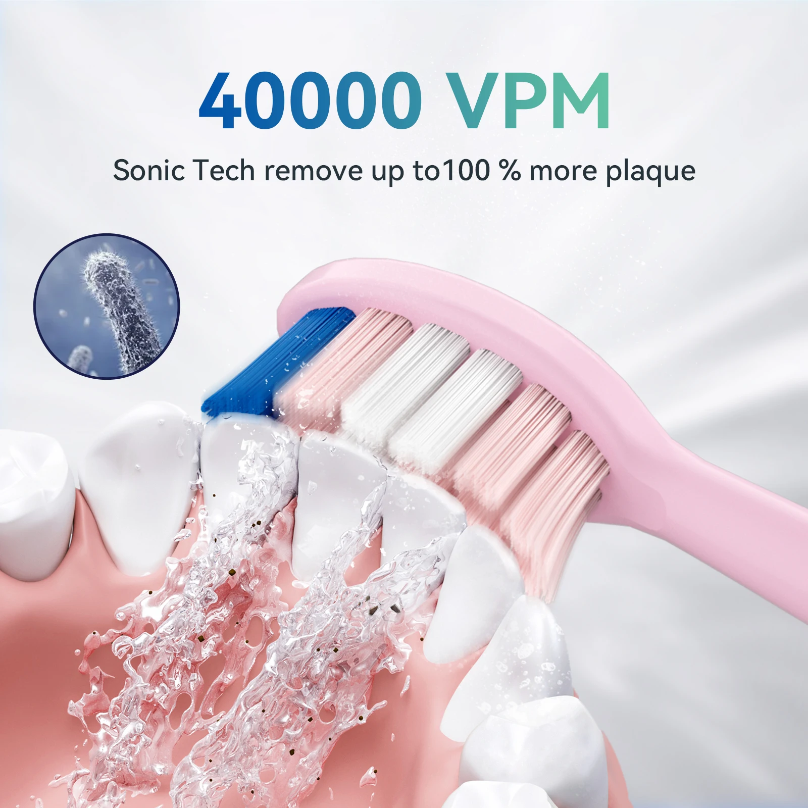 JTF oral care pink color teeth whitening electric toothbrush replacement heads