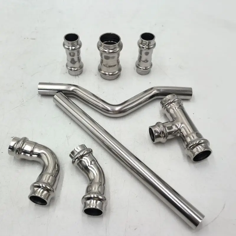 15mm DVGW V-profile Press Plumbing Fittings elbow/tee/coupling/ pipe/bridge Stainless Steel 304/316L