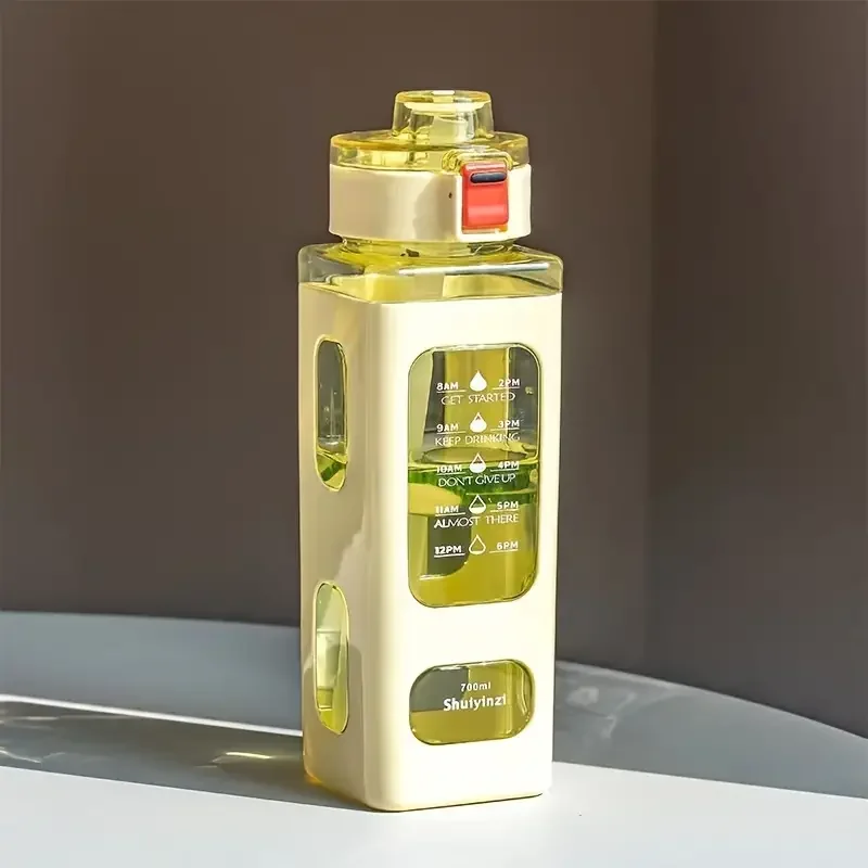 New Design Kids 700ml Large Capacity Water Bottle Durable Cute Square Plastic Water Bottle