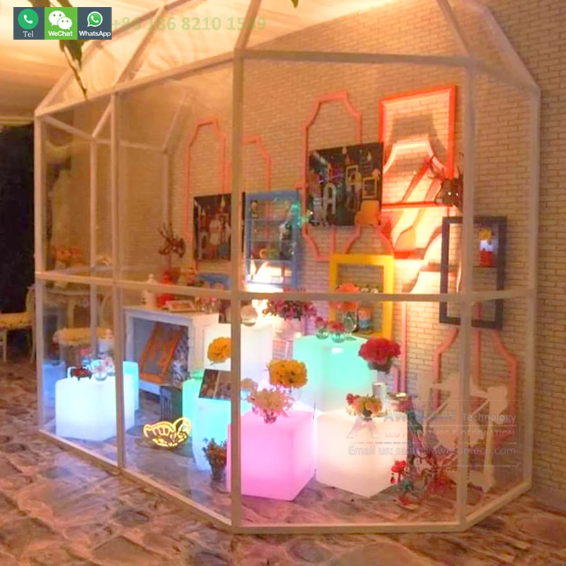 20' inches Illuminated Plexi Cube End Table For Event Furniture  (Cb400)