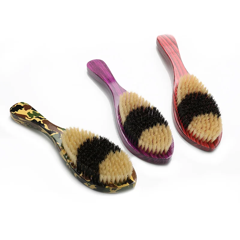 Щеточка для бороды Abeis с логотипом под заказ, буковая деревянная ручка, два цвета, щетина кабана 100%, Мягкая изогнутая щетка для волос, 360 волнистая щетка для мужчин