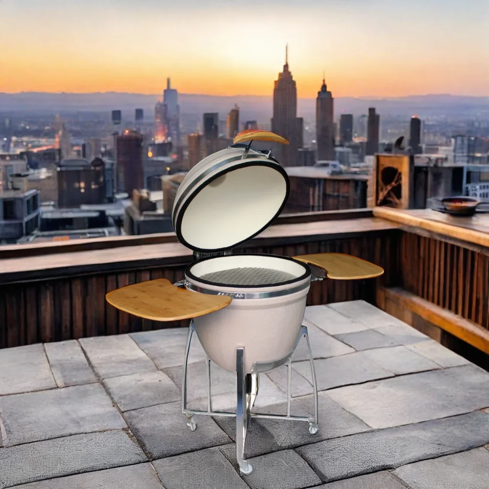 Auplex Asador Rotisserie 21inch Hand Painted  Charcoal bbq Smoker Ceramic Egg Kamado barbecue Grill