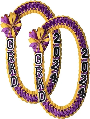 fashion jewelry necklaces Class of 2024  Braided  Gift Party Accessories for Women and Men Graduation Ribbon Lei