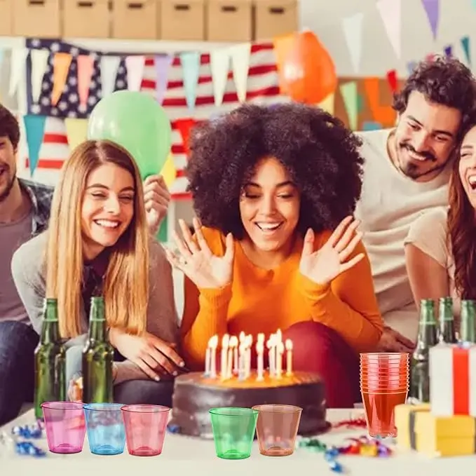 multi-use neon plastic 1oz shot glasses reusable plastic bullet cup shot glass acrylic stand shot glasses