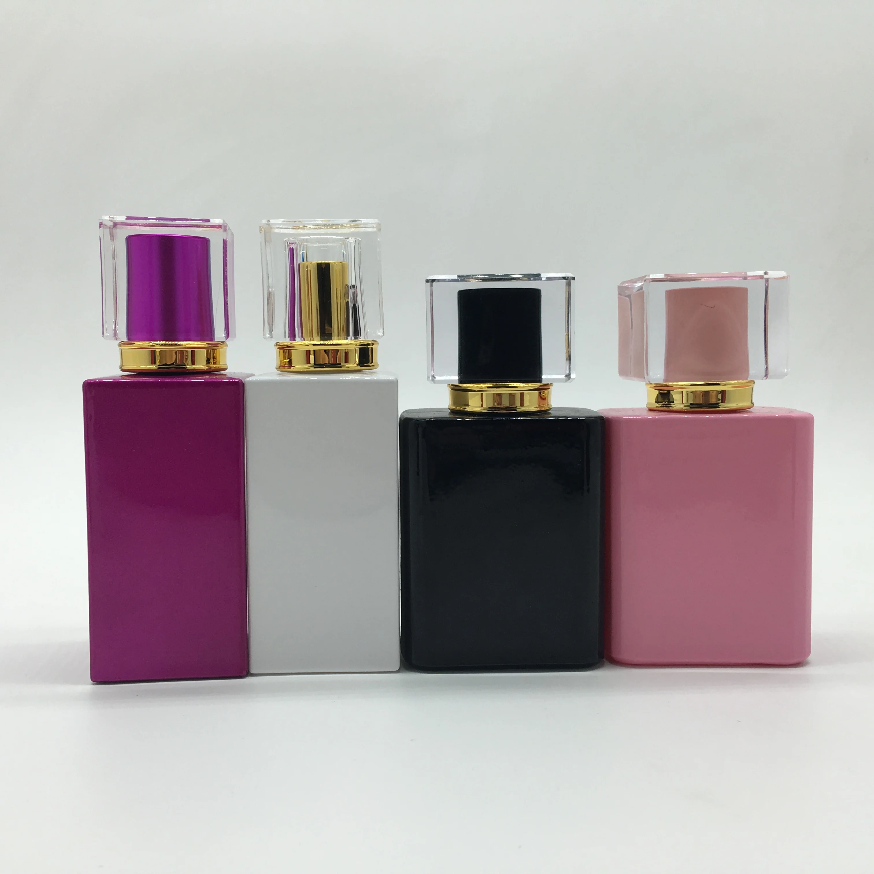 luxury perfume 20ml 30ml 50ml square refillable glass perfume spray bottle