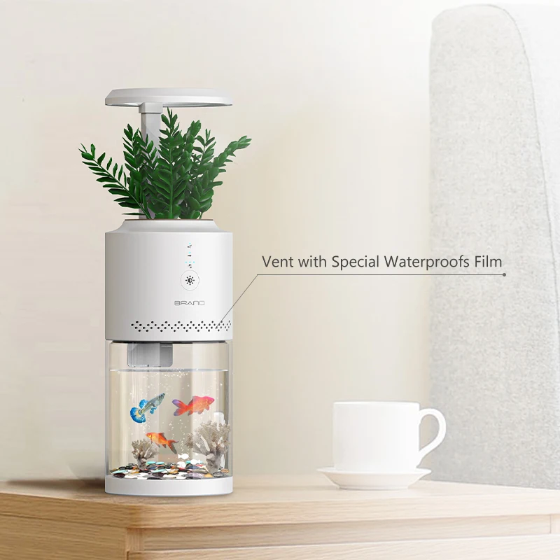 
2021 own design usb mini aquarium fish tank aquarium with led lamp portable mini plastic beauty clear acrylic tank fish 