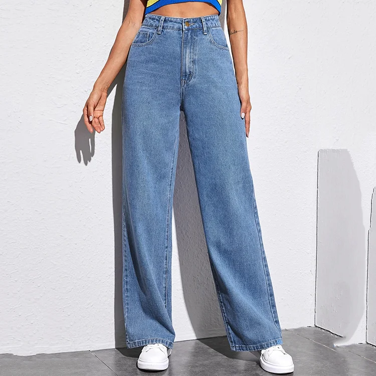 2023 New Arrival Wholesale Custom Women High-Rise Wide Leg Baggy Jeans For Women