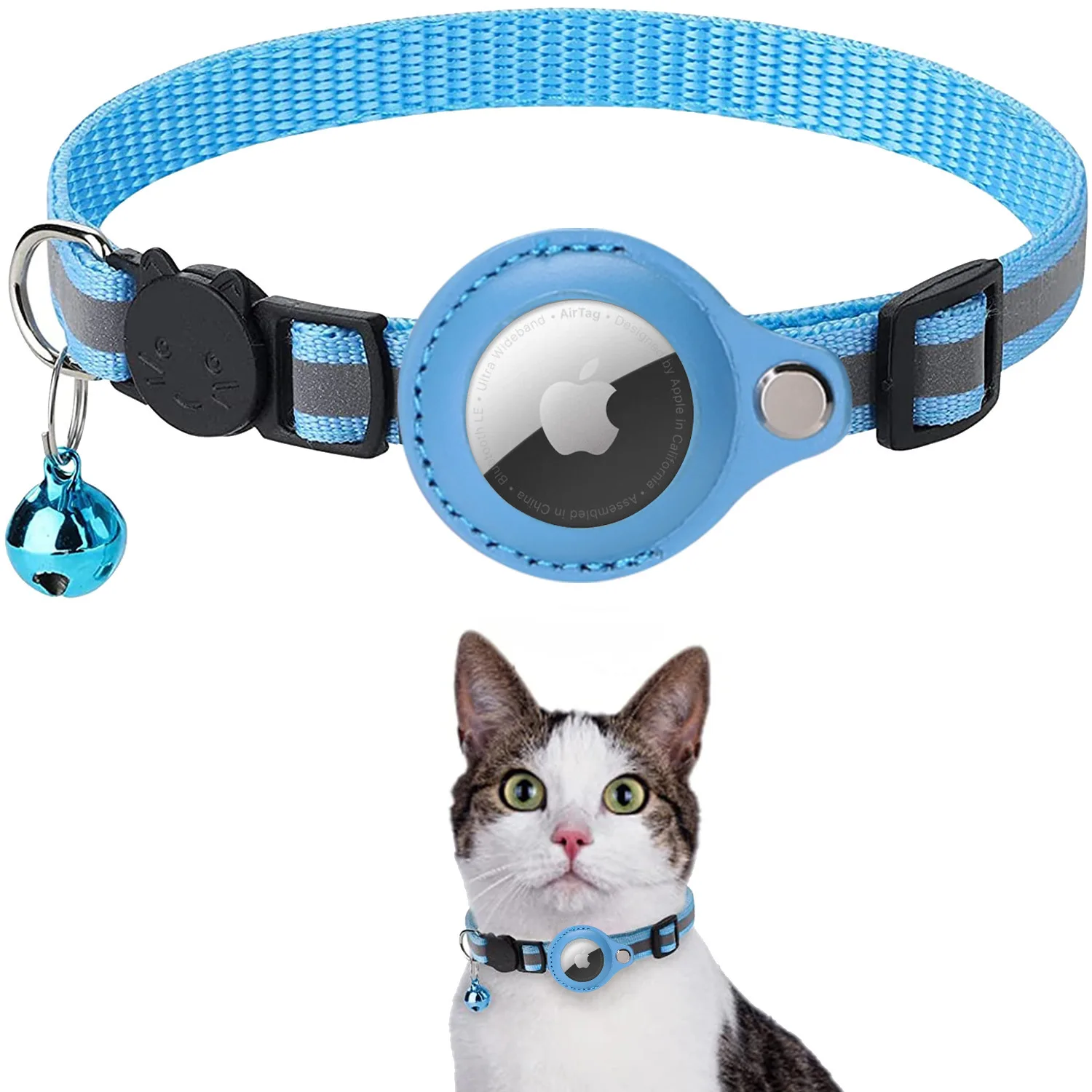 Kingtale Cat Accessories Adjustable Reflective Case Holder Pet GPS Tracker Solid Nylon Dog Collar Sash Nylon Cover for Animals for pets