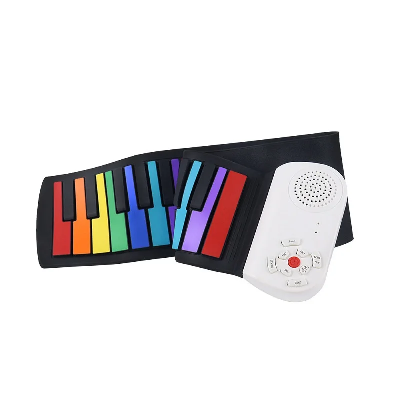 Portable 49 Keys Silicone Piano Roll Up Flexible Piano Keyboard For Kids Original Rainbow Piano