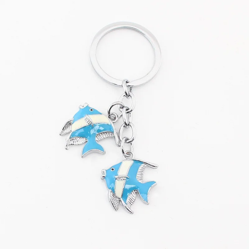 palm tree metal keychain Zinc Alloy dolphin turtle lobster fish keychain