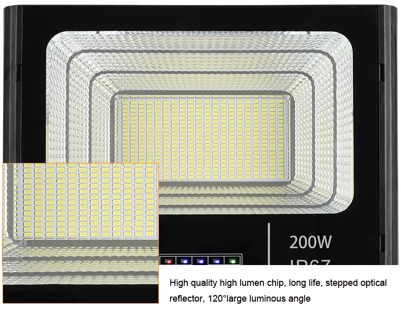 Camping Outdoor Waterproof Ip67 Led Solar Lights 25w 30w 45w 65w 100w 200w 300w Christmas Wall Garden Street Solar Flood Light