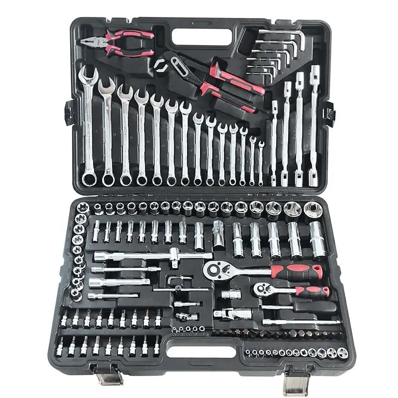 Srunv Goodking 137pcs 1/2 3/8 1/4 Inch Integrated Household Multifunction Drive Flexible Head Ratchet Wrench Socket Tool Kit Set