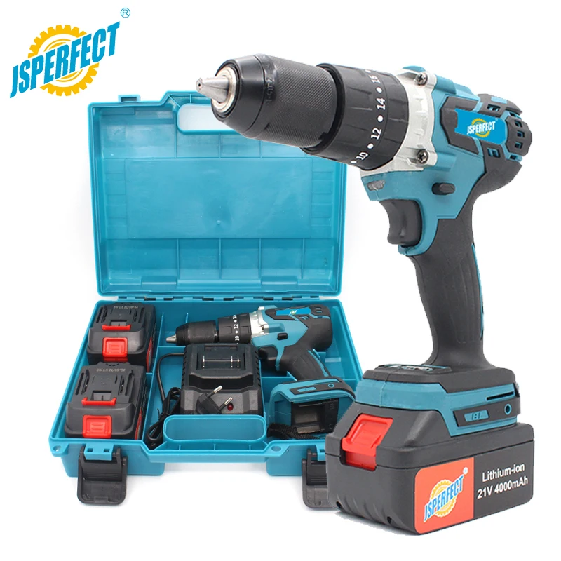 JSPERFECT portable cordless drill set with battery and charger powerfully impact factory price