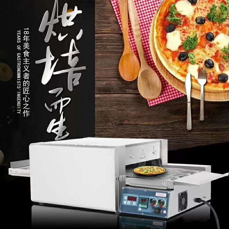 Commercial Fast food restaurants  kitchen larger conveyor belt pizza oven, automatic toasters pizza ovens