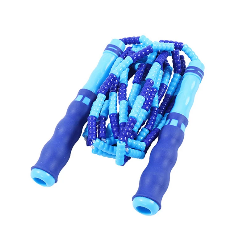 Beaded Jump Rope Rainbow Cord All White Segmented Long Handle Fitness Plastic Bead Jump Rope