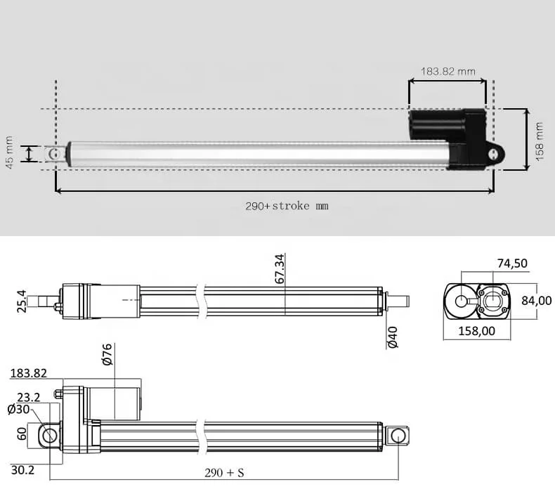 TOMUU 12V 24V 15000N 20000N линейный привод для солнечного