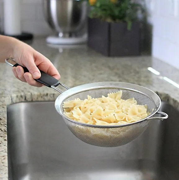 Hot Sale Stainless Steel Fine Mesh Strainers Set for Kitchen Colander Sieve Sifters with Long Handle For Tea Coffee Powder Fry J