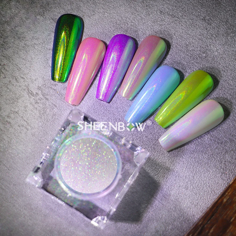 Sheenbow newest neon holographic glitter nail pigment powder