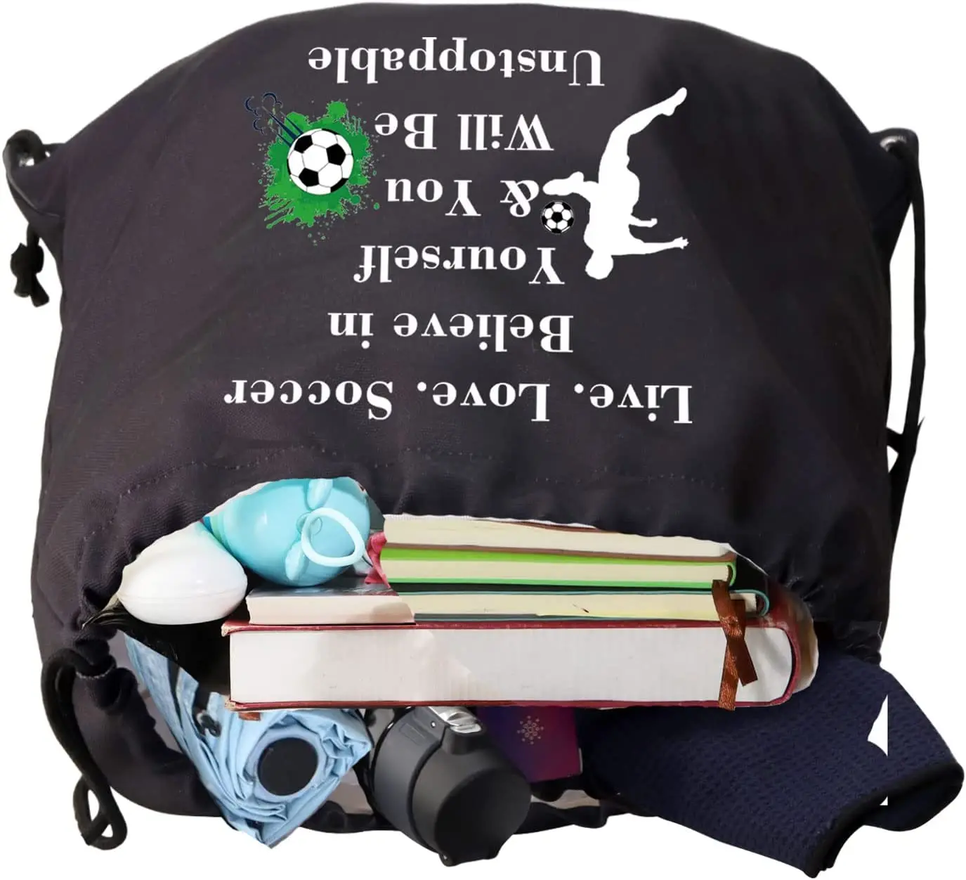 String Bag Gym Backpack Soccer Player Gifts Live Love Soccer Sport Pack Cinch Sack Team Inspirational Gift Soccer Drawstr