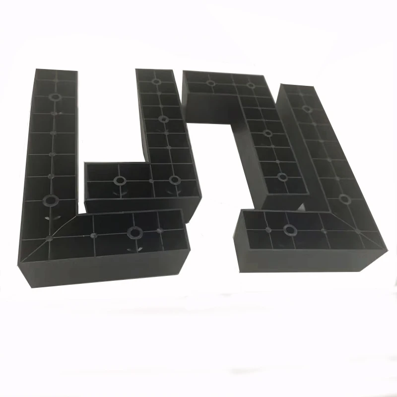 Popular L Type Leg Black Square Plastic Cabinet Strong Support Furniture Leg Extenders Wood Grain Plastic Pvc Sofa Leg