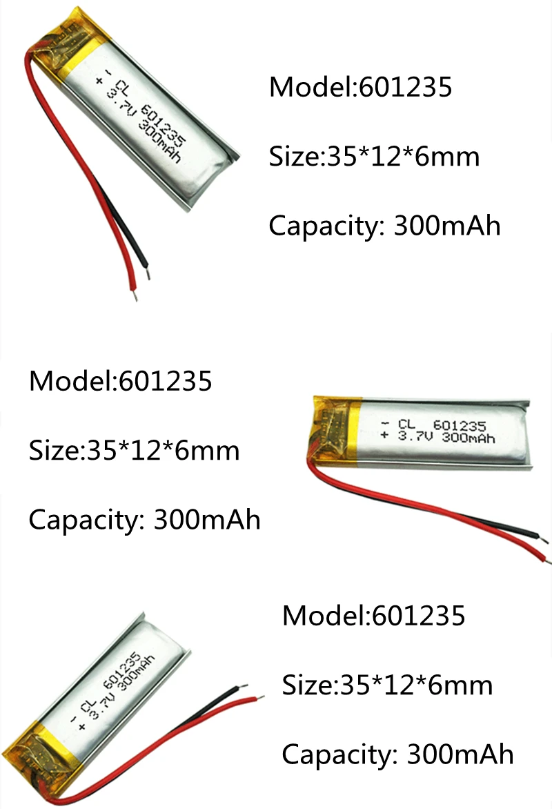 3.7V 601235 Rechargeable Lithium Polymer Battery For MP4 GPS Tracker Reading Pen Bluetooth Headset Speaker Lipo Battery