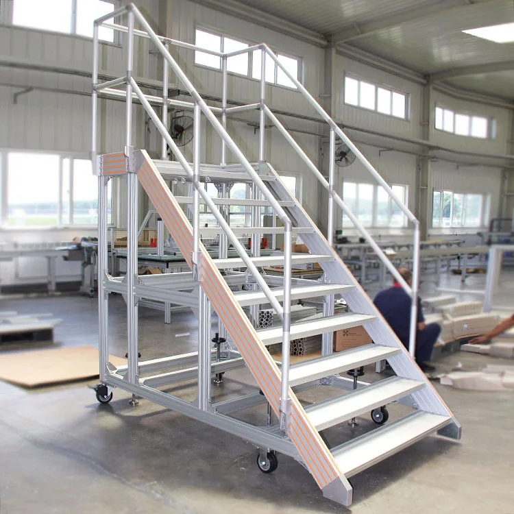 Toshine high quality aerial working platform scissor lift work platform aluminium work platform and T Slot Strut Stair