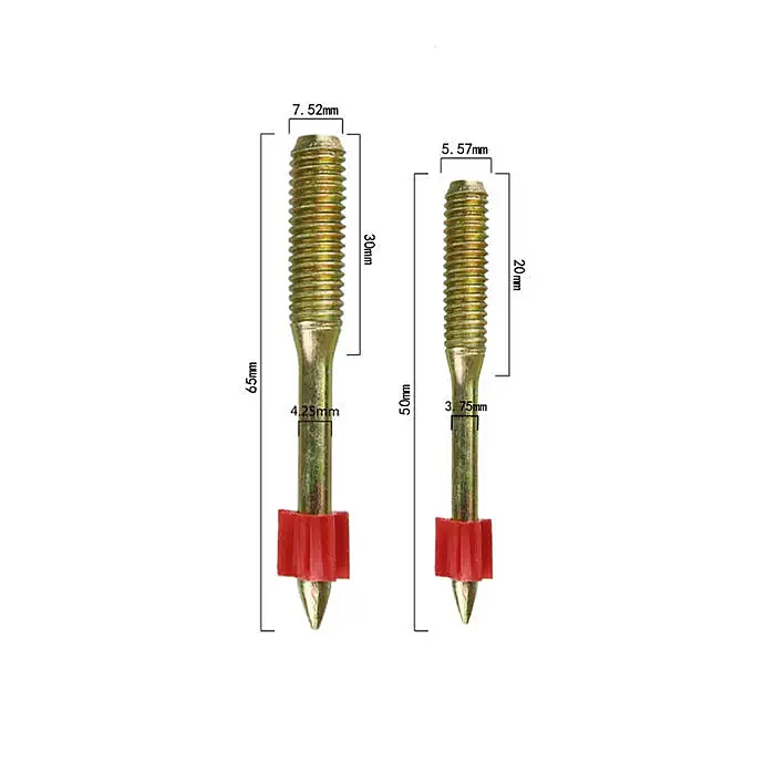 Golden M6 M8 Steel Galvanized Screw Shooting Nail with Red Plastic