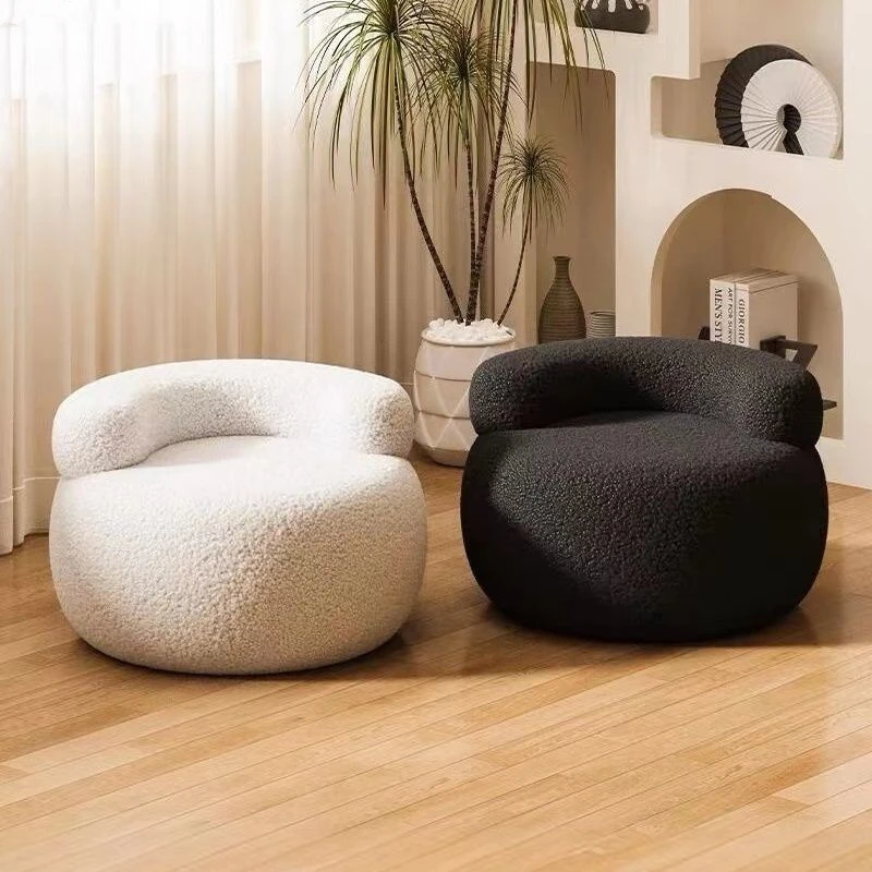 Low Price Ins Single Chair Round Plush Footstool Multifunctional Chair Padded Footstool for Living Room Dressing Chair Bedroom