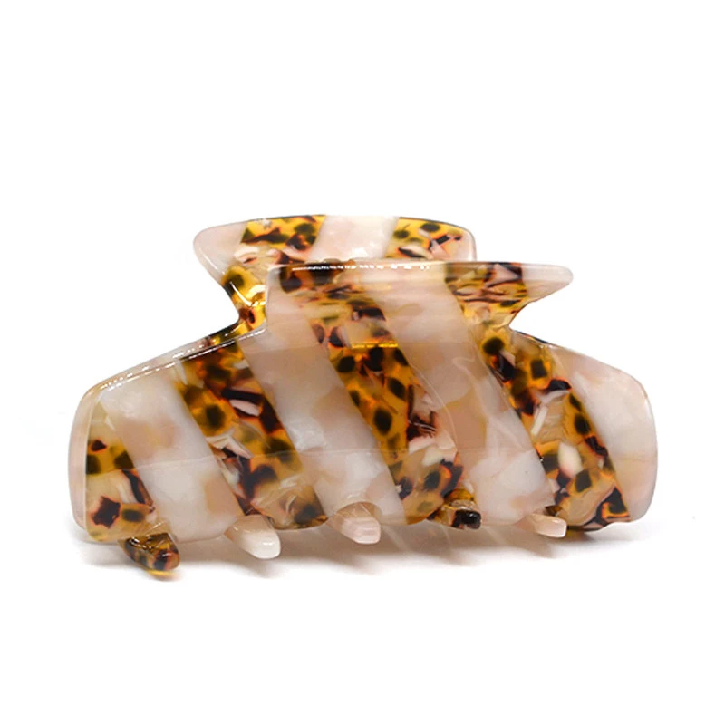 European and American Style Wholesale Custom Branded cellulose acetate Splice Stripe Claw Clips for women