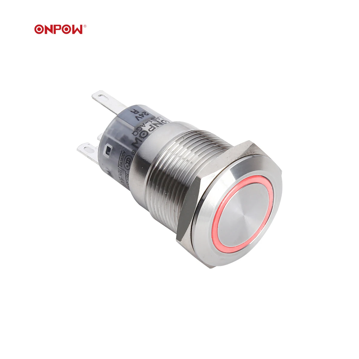 High Quality 19mm Metal, Push Button Switch  ring illuminated, CE, RoHS, Silver contact, Gold plated pin,  Momentary/Latching