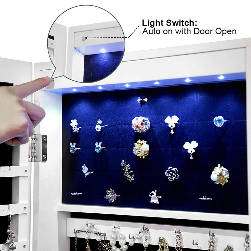 
Hanging Wall Mounted Jewelry Cabinets Storage Organizer With Mirror Full Length Mirror 