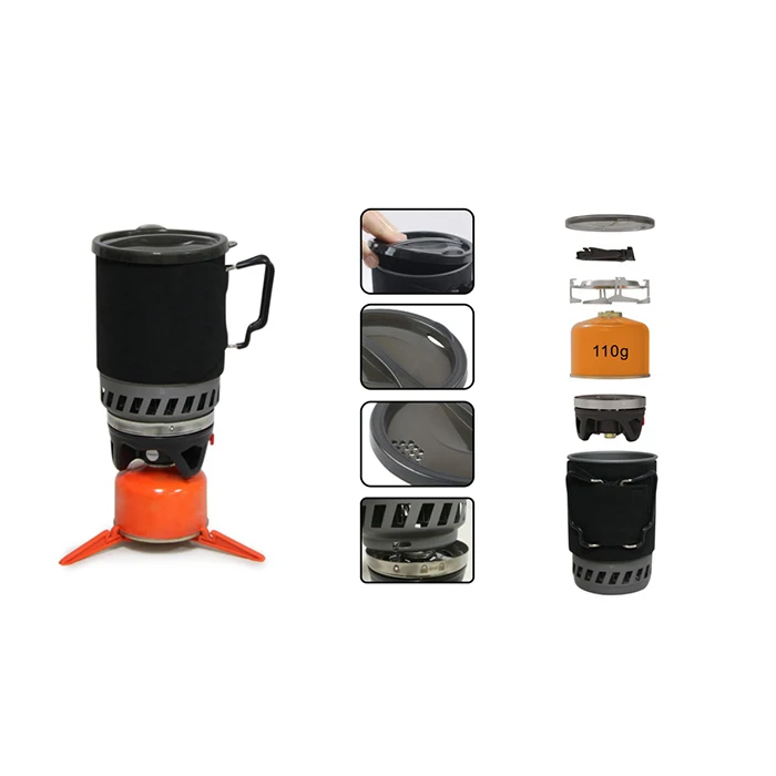 Emergency & Survival 2 in 1 Backpacking Camping Stove Outdoor Cooking System Kit Portable Camp Gas Stoves Burner with Pot