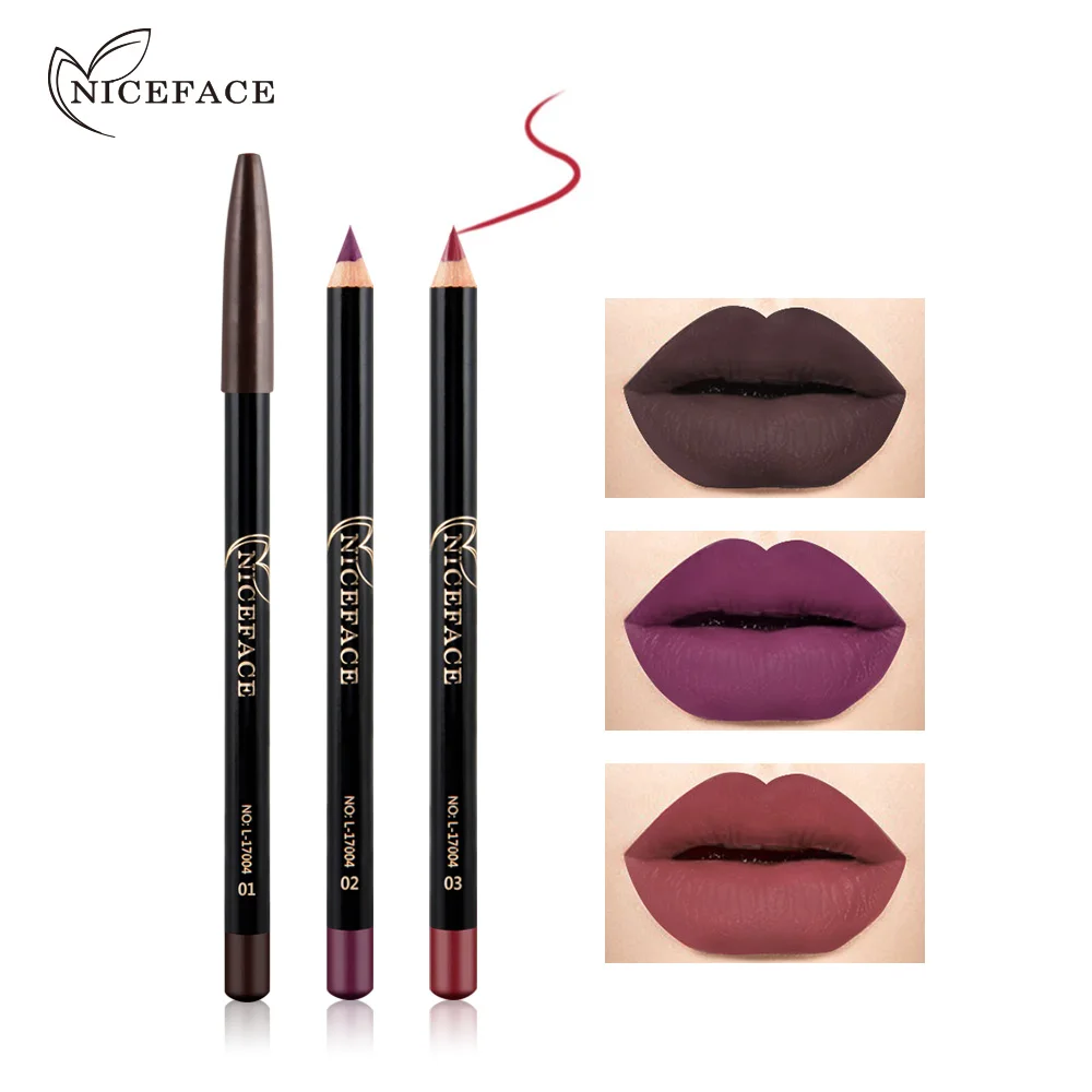 Niceface для губ подводка карандаши макияж Длительное Действие пигменты водонепроницаемая матовая 12 видов цветов губная помада ручка