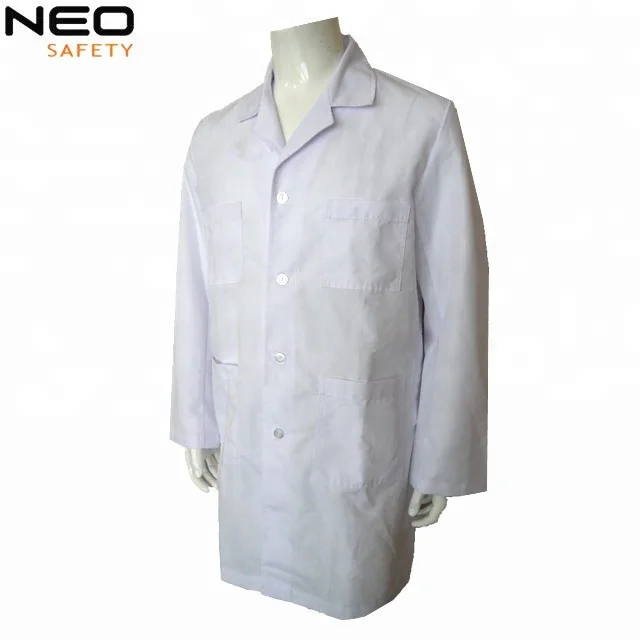 Simple style high quality cotton navy blue lab coat