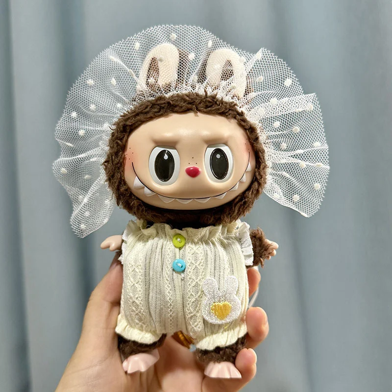 Labubu 17cm Baby Clothes Blind Box Macaron Cloth Japanese style backpack pendant kawaii labubu plush Cartoon Dress