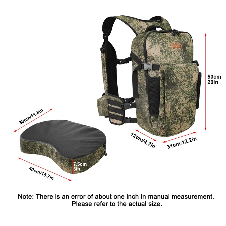 Mydays Outdoor Portable Large Capacity Tactical Hunting Backpack Vest with Seat Cushion