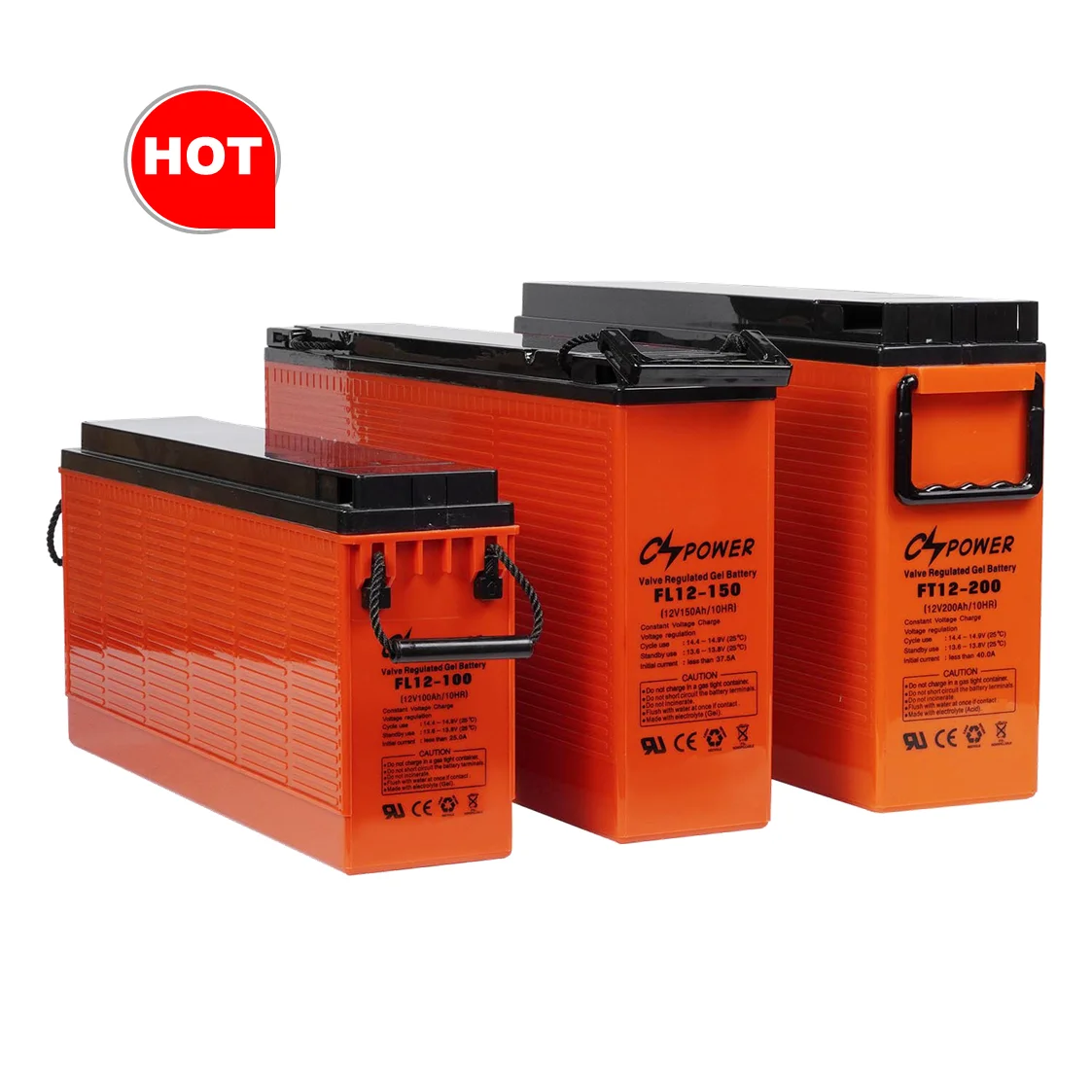 CSPower 12V 55ah 80ah 100ah 150ah 180ah 200ah Front Access Terminal Slim Gel Battery for Telecom Solar Home off-grid Power  LEO