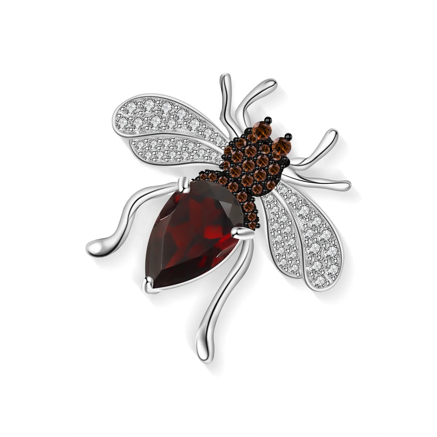 Abiding Natural Garnet Animal Elegant Vintage Brooch Silver Brooch 925 Sterling Silver Brooch Jewelry