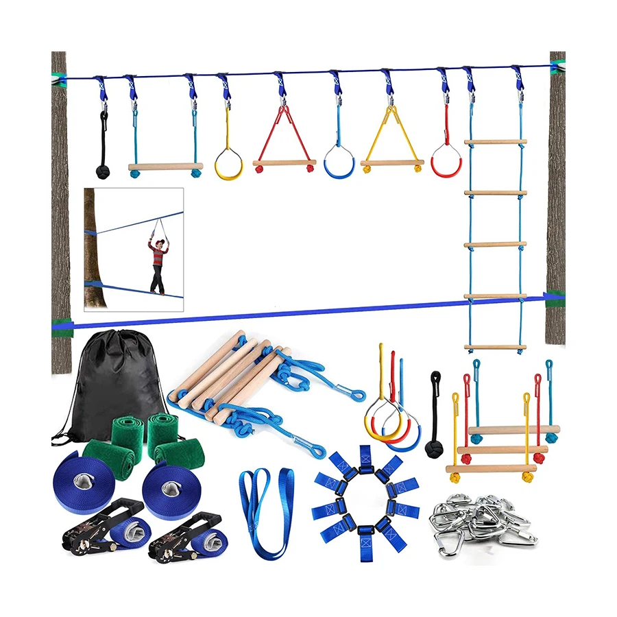 Wholesale Price Kids Slackline Line Slackline Ratchet Set Kit  Sports Slack Line Obstacle Course Obstacle Course Slack Line