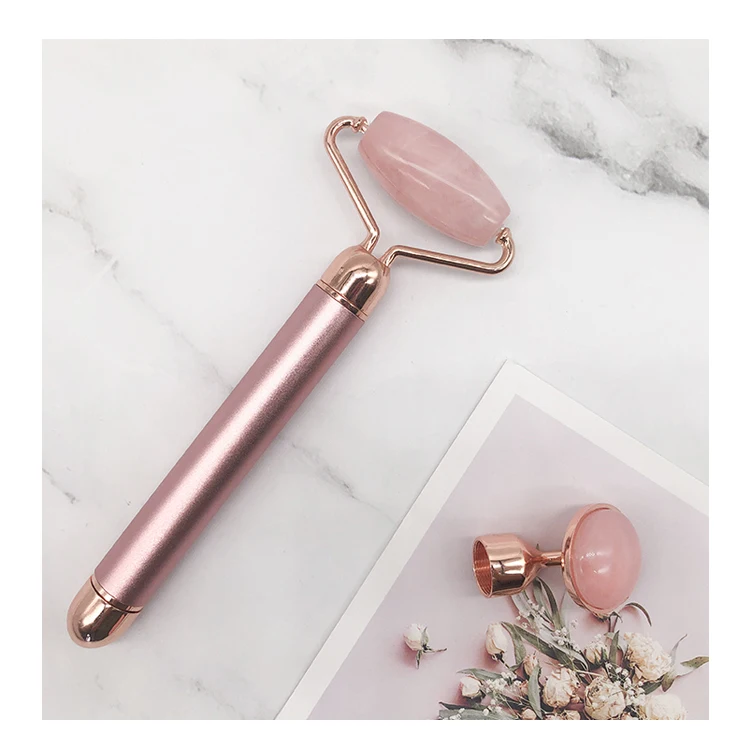 24K Massage Tools Spa Massager Natural Stone 2 in 1 Electric Energy Beauty Bar Jade Roller
