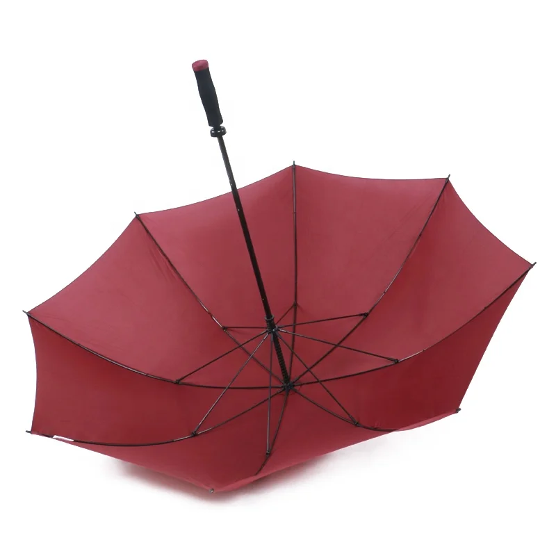 Wholesale Premium Large 30 Inch Custom Red Color Windproof Fiberglass Shaft Personalized Straight Golf Umbrella