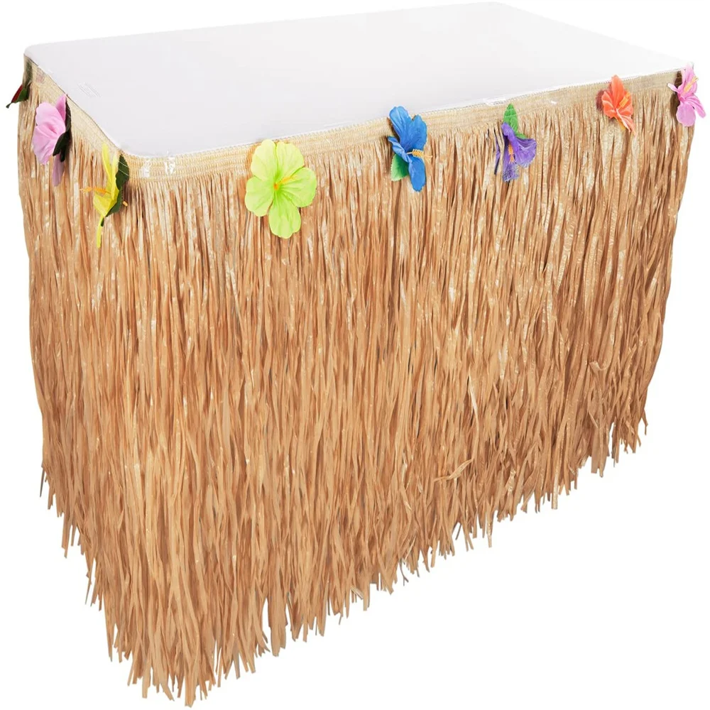 Hawaiian Artifical Hibiscus flower Luau Table Skirt for Birthday Party