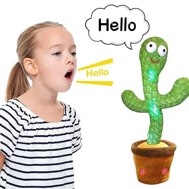 New Design Dancing Cactus Toys Factory Wholesale 120 Songs Singing Talking Record Repeating Electric Cactus Skin Kids Gift