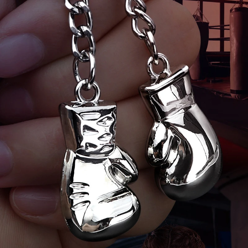 Mini 3D Boxing-Glove Metal Keychain Sports Fans Fashion Jewelry Zinc Alloy Simulation Fighting Boxer-Gloves Key Ring Pendant
