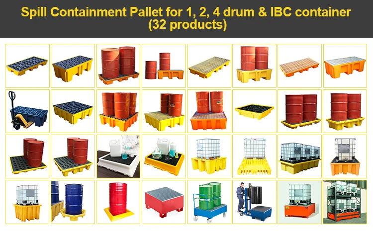 Yellow Detachable Plastic 2 Drum Ibc Spill Containment Pallet Anti Slip Carrying Oil Drums 8 1200X1200 Heavy Duty Spillage