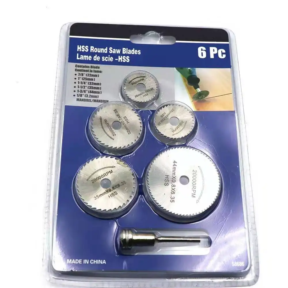 HSS 6pcs Mini circular saw blade set kit for cutting wood