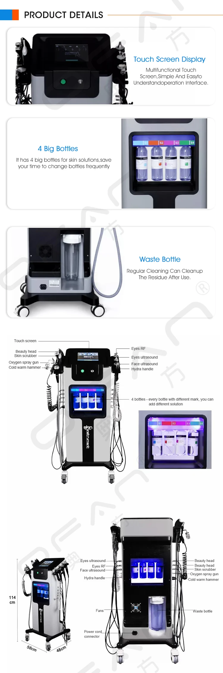 Micro Oxygen Skin Cleaning Device Water Microdermabrasion Aqua Jet Peel Dermabrasion Hydro Facial Machine